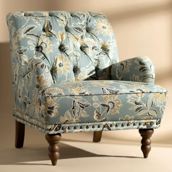 Accent Chairs-Kirkland's Home Teal Rebecca Tufted Accent Chair Blue