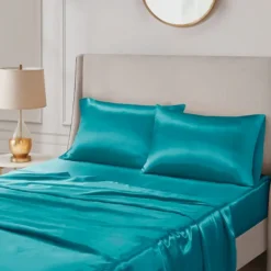 Bed Sheets-Kirkland's Home Teal Satin Standard 2-Pc. Pillow Case Set Blue