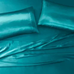 Bed Sheets-Kirkland's Home Teal Satin Standard 2-Pc. Pillow Case Set Blue