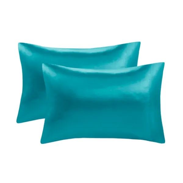 Bed Sheets-Kirkland's Home Teal Satin Standard 2-Pc. Pillow Case Set Blue