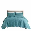 Quilts-Kirkland's Home Teal Scalloped Crinkle 3-Pc. Full/Queen Quilt Set Blue