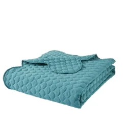 Quilts-Kirkland's Home Teal Scalloped Crinkle 3-Pc. Full/Queen Quilt Set Blue