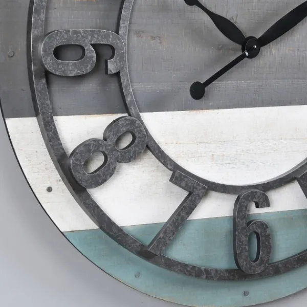 Clocks-Kirkland's Home Teal Wood Plank Wall Clock Blue