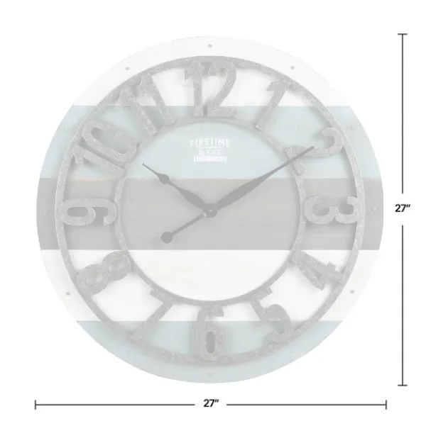 Clocks-Kirkland's Home Teal Wood Plank Wall Clock Blue