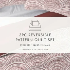 Quilts-Kirkland's Home Terra Scalloped Reversible 3-Pc. Queen Quilt Set Red/White