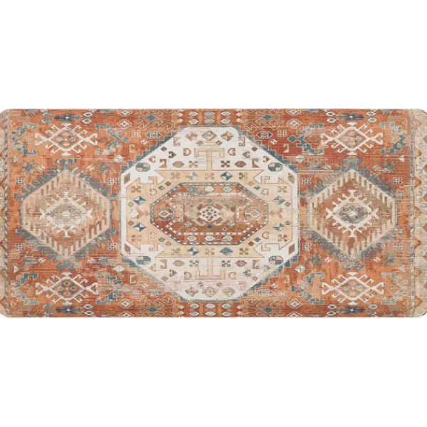 Kitchen & Floor Mats-Kirkland's Home Terracotta Medallion Cushioned Kitchen Mat Orange
