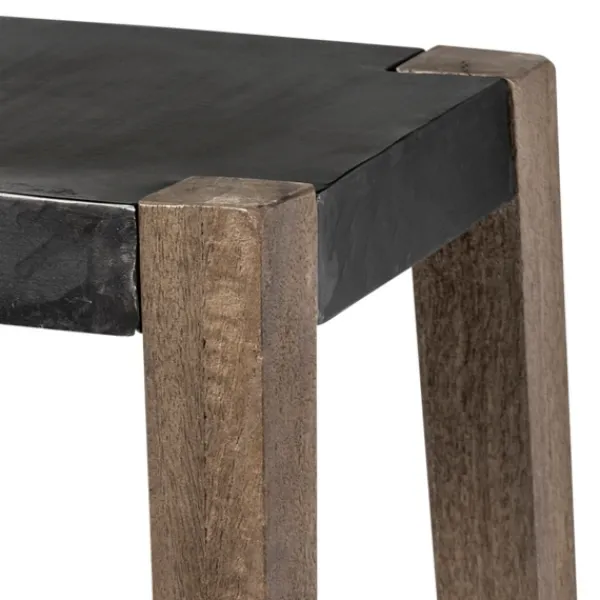 Bar Stools & Counter Height Stools-Kirkland's Home Terry Black Metal And Brown Wood Counter Stool Black/Brown