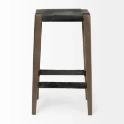 Bar Stools & Counter Height Stools-Kirkland's Home Terry Metal And Wood Cross Braced Bar Stool Black/Brown