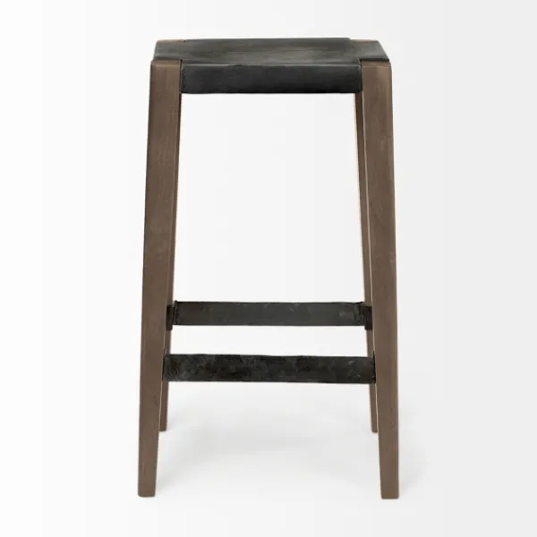 Bar Stools & Counter Height Stools-Kirkland's Home Terry Metal And Wood Cross Braced Bar Stool Black/Brown