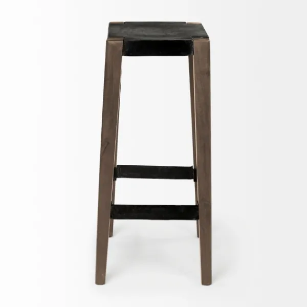 Bar Stools & Counter Height Stools-Kirkland's Home Terry Metal And Wood Cross Braced Bar Stool Black/Brown