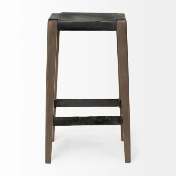 Bar Stools & Counter Height Stools-Kirkland's Home Terry Metal And Wood Cross Braced Bar Stool Black/Brown