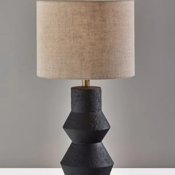Table Lamps-Kirkland's Home Textured Ceramic Geometric Table Lamp Black