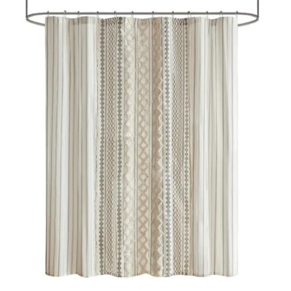 Shower Curtains-Kirkland's Home Textured Chenille Shower Curtain Ivory