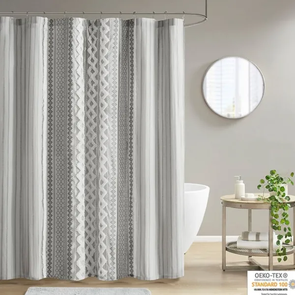 Shower Curtains-Kirkland's Home Textured Chenille Shower Curtain Gray