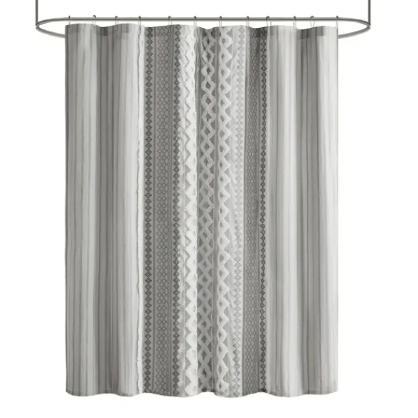 Shower Curtains-Kirkland's Home Textured Chenille Shower Curtain Gray