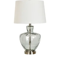 Table Lamps-Kirkland's Home Textured Glass And Metal Jug Table Lamp Ivory