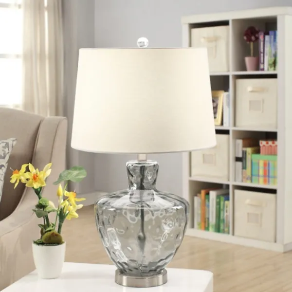 Table Lamps-Kirkland's Home Textured Glass And Metal Jug Table Lamp Ivory