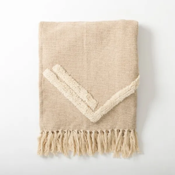 Blankets & Throws-Kirkland's Home Textured Indi Throw With Tassels Tan