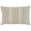 Pillows-Kirkland's Home Textured Ivory Fringe Lumbar Throw Pillow Tan/White