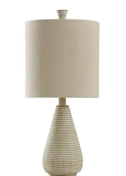 Table Lamps-Kirkland's Home Textured Stripe Accent Table Lamp Tan