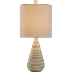 Table Lamps-Kirkland's Home Textured Stripe Accent Table Lamp Tan