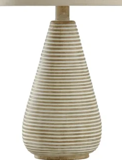 Table Lamps-Kirkland's Home Textured Stripe Accent Table Lamp Tan