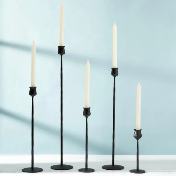 Candle Holders-Kirkland's Home Textured Taper Candle Holder, 12 In. Black