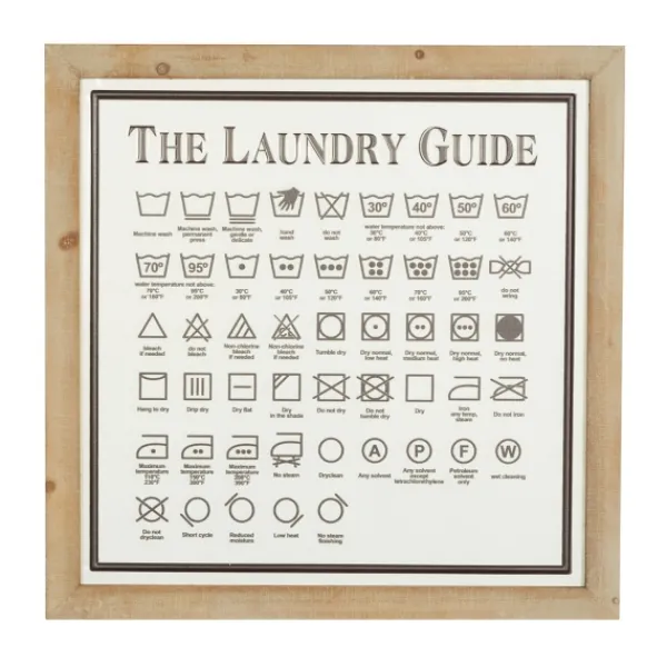 Wall Quotes & Signs-Kirkland's Home The Laundry Guide Embossed Framed Wall Plaque White/Tan