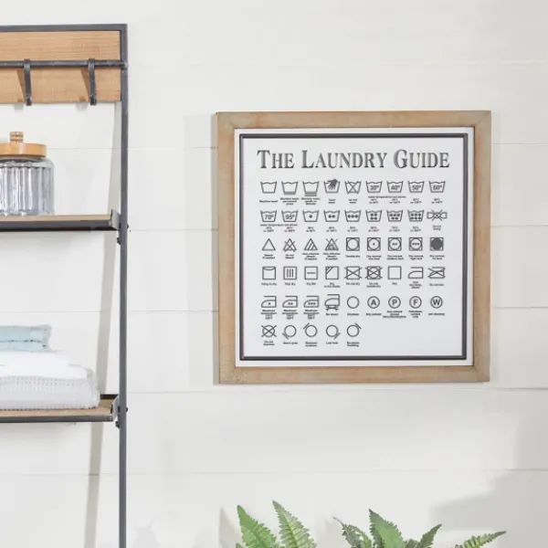 Wall Quotes & Signs-Kirkland's Home The Laundry Guide Embossed Framed Wall Plaque White/Tan