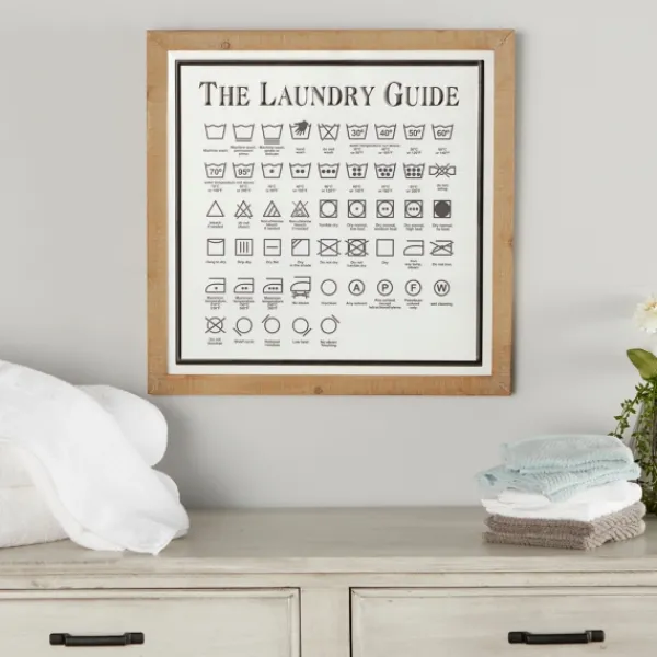 Wall Quotes & Signs-Kirkland's Home The Laundry Guide Embossed Framed Wall Plaque White/Tan