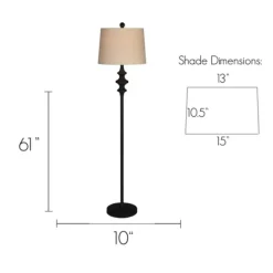 Floor Lamps-Kirkland's Home Thelma Matte Black Stem Floor Lamp Tan