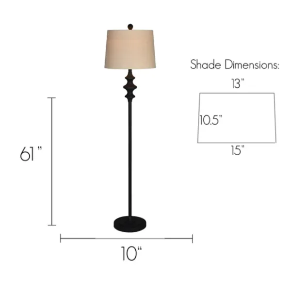 Floor Lamps-Kirkland's Home Thelma Matte Black Stem Floor Lamp Tan