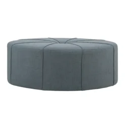 Benches & Ottomans-Kirkland's Home Thick Welting Center Button Oval Ottoman Blue