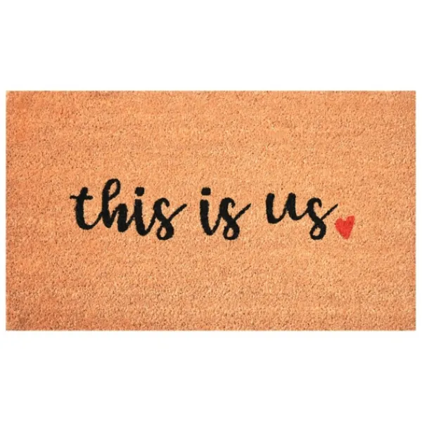 Doormats-Kirkland's Home This Is Us Heart Doormat Tan/Black/Red