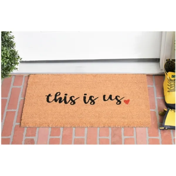 Doormats-Kirkland's Home This Is Us Heart Doormat Tan/Black/Red