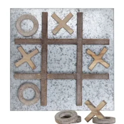 Memo & Chalkboards-Kirkland's Home Tic Tac Toe Wood And Metal Magnetic Memo Board Brown/Silver