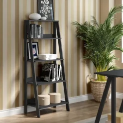 Office Furniture-Kirkland's Home 4-Tier Ladder Bookshelf Black