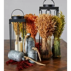 Lanterns-Kirkland's Home Tin Open Frame Lanterns, Set Of 2 Black