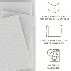 Bed Sheets-Kirkland's Home Tiny Hearts 3-Pc. Twin Sheet Set Gray