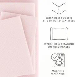 Bed Sheets-Kirkland's Home Tiny Hearts 3-Pc. Twin Sheet Set Pink
