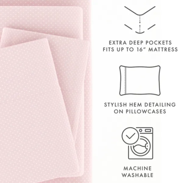 Bed Sheets-Kirkland's Home Tiny Hearts 3-Pc. Twin Sheet Set Pink