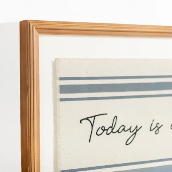 Wall Quotes & Signs-Kirkland's Home Today Is A Good Day Striped Wall Plaque Ivory/Blue/Black