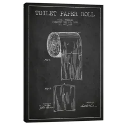 Wall Quotes & Signs-Kirkland's Home Toilet Paper Patent Canvas Art Print, 18X26 In. Black/White