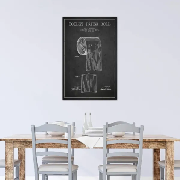 Wall Quotes & Signs-Kirkland's Home Toilet Paper Patent Canvas Art Print, 18X26 In. Black/White