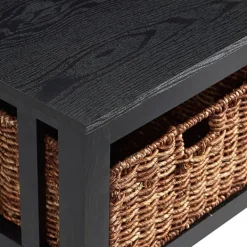 Coffee Tables-Kirkland's Home Traditional Wooden Basket Coffee Table Black