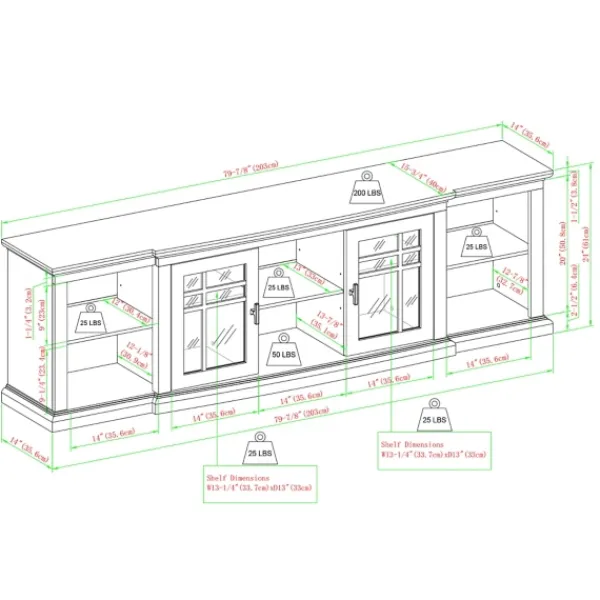 Tv Stands & Media Consoles-Kirkland's Home Transitional Breakfront 2-Door Media Console White