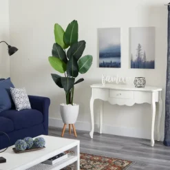 Trees & Topiaries-Kirkland's Home Travelers Palm Rock Tree In White Plant Stand