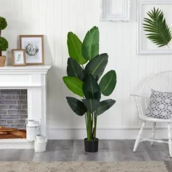 Trees & Topiaries-Kirkland's Home Travelers Palm Tree In Black Planter, 58 In.