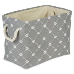 Baskets & Boxes-Kirkland's Home Trellis Paw Print Storage Basket, 14 In. Gray