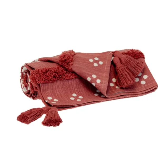 Blankets & Throws-Kirkland's Home Tribal Tufted Stripe Throw Red